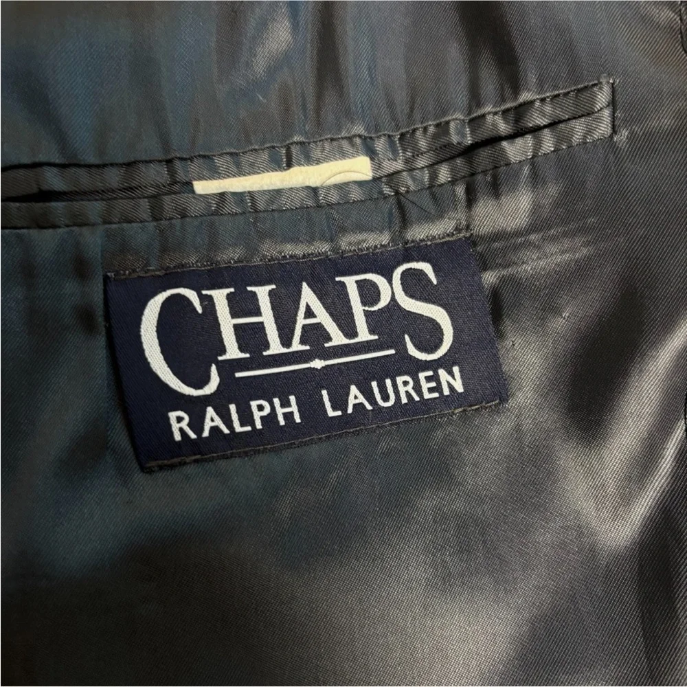 VTG CHAPS RALPH LAUREN 42T Navy Blue Wool Blazer Coat Jacket Preppy Gold Buttons